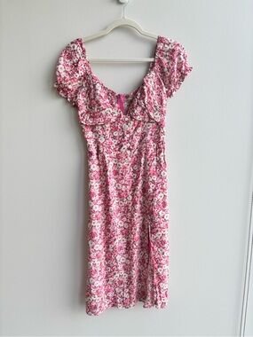Ruby Sees Pink Floral Smocked Midi Dress | Size US 6 NWT
